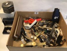 MIXED BOX OF LADIES AND GENT'S WATCHES SEIKO, ROTARY, ACCURIST AND MORE