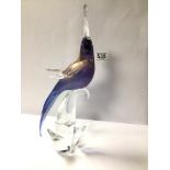 HARDISTY GLASS PARROT SIGNED TO BASE, 37CM