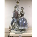 LARGE LLADRO FIGURAL PORCELAIN LAMP, 54CM