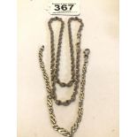 TWO 925 SILVER CHAINS, 16G