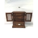 MINIATURE WOODEN CHEST WITH FOUR DRAWERS, 24CM