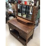 EDWARDIAN INLAID DRESSING TABLE WITH BEVELLED MIRROR AND SIX DRAWERS ON CASTORS