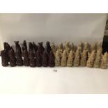 LARGE PIECES OF CHINESE FIGURES CHESS SET, 12CM
