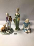 THREE ROYAL DOULTON FIGURINES, ONE A/F. ‘ALICE’ HN2158, ‘THE YOUNG MASTER’ HN2872, AND ‘LORNA’