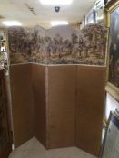 FOUR-FOLD VINTAGE TAPESTRY SCREEN
