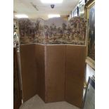 FOUR-FOLD VINTAGE TAPESTRY SCREEN