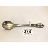 CONTINENTAL 925 SILVER PRESERVE SPOON WITH CAST & PIERCED TERMINAL, 17CM, 37G MAKER GS