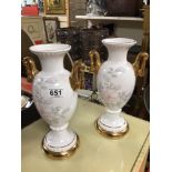 PAIR OF OLD WINDSOR POTTERY VASES, 31CM