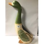 LARGE WOODEN CARVED DUCK, 57CM
