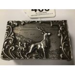 HALLMARKED SILVER EMBOSSED (STAG) MATCHBOX HOLDER A/F 1906