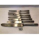 SET OF SIX GEORGE III SILVER HANDLED TEA KNIVES & MATCHING TABLE KNIFE JOHN LAW, 1807