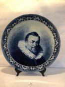 FRANS HALS (1582-1666) LARGE SIGNED DELFT BLUE SOUVENIR WALL MOUNTED PLATE WITH MARKINGS TO THE