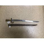 ANTIQUE FRENCH 1868 SWORD BAYONET WITH SCABBARD