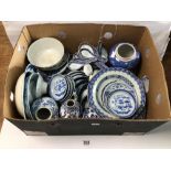 MIXED BLUE AND WHITE PORCELAIN INCLUDES CHINESE 19TH CENTURY AND MORE