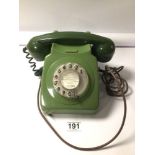 RETRO TWO-TONE GREEN ROTARY DIAL TELEPHONE