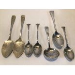 PAIR OF HALLMARKED SILVER PRESERVE SPOONS HALLMARKED SILVER SIFTER SPOON AND THREE HALLMARKED SILVER