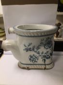 VINTAGE HENRY CONOLLY & CO BLUE AND WHITE PORCELAIN ‘THE EUSTON’ TOILET BOWL, WITH FLORAL