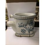 VINTAGE HENRY CONOLLY & CO BLUE AND WHITE PORCELAIN ‘THE EUSTON’ TOILET BOWL, WITH FLORAL