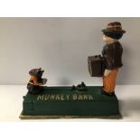 VINTAGE CAST IRON MONKEY BANK