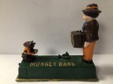 VINTAGE CAST IRON MONKEY BANK