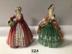 TWO ROYAL DOULTON FIGURINES. ‘JANET’ HN1537 AND ‘SIBELL’ HN1695. BOTH A/F AND LARGEST BEING 17CM