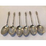 SET OF SIX HALLMARKED SILVER COFFEE SPOONS WITH APOSTLE TERMINALS, EDWARD HUTTON 1887, 65G