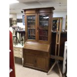 1920'S MAHOGANY BUREAU DISPLAY CABINET WITH KEYS, 208 X 106CM