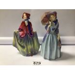 TWO ROYAL DOULTON FIGURINES, SWEET ANNE (HN1331) AND MISS DEMURE (HN1440) BOTH A/F