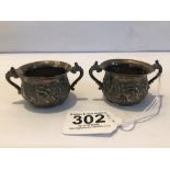 A PAIR OF HALLMARKED SILVER SALTS, WILLIAM DAVENPORT BIRMINGHAM 1902 A/F, 60G