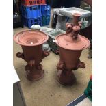 PAIR OF TERRACOTTA GARDEN URNS, 72CM