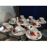 WEDGWOOD, SUSIE COOPER DESIGN (CORNPOPPY) 21 PIECES OF PART COFFEE SET