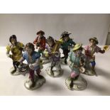 SEVEN PORCELAIN VOLKSTEDT PIECE MONKEY BAND