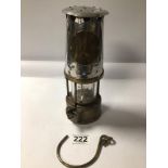 ECCLES PROTECTOR LAMP & LIGHTING CO LTD TYPE 6RS MINERS SAFETY LAMP NO. B/28. BEING 26CM IN HEIGHT.