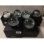 CAITHNESS PAPERWEIGHTS BOXED, FIREWORKS, SPACE COURIER, STARSHIP, STAR WATCH, MAY DANCE, AND VIVAT