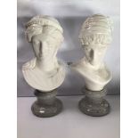 TWO PORCELAIN CLASSICAL BUSTS BY MIGUEL HERNANDEZ CORTES, 44CM