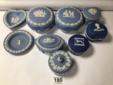 MIXED BLUE WEDGWOOD ITEMS LIDDED DISHES AND MORE