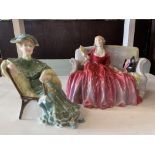 TWO ROYAL DOULTON FIGURINES ’SWEET AND TWENTY HN1298 AND ASCOT.HN2356 BOTH A/F
