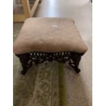 VINTAGE FOOTSTOOL CAST IRON FRETWORK