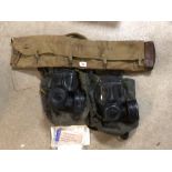 TWO GENUINE VINTAGE BRITISH GAS MASKS WITH CARRY CASES 1979/80 INCLUDES DECONTAMINATION POWDERS