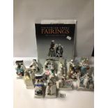 THIRTEEN CONTINENTAL PORCELAIN FAIRING FIGURINE GROUPS, WITH A RELATED REFERENCE BOOK