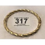 LADIES HALLMARKED 9CT HOLLOW TWIST BANGLE, 6.5G