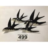 BOXED FOUR SOLIAN WARE (SOHO POTTERY) BLACK AND WHITE SWALLOWS IN FLIGHT
