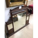 LARGE MAHOGANY OVERMANTLE MERCURY MIRROR BEVELLED EDGED, 152 X 122CM