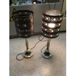 A PAIR OF VINTAGE ONYX TABLE LAMPS, 61CM