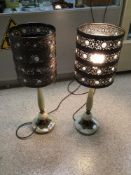 A PAIR OF VINTAGE ONYX TABLE LAMPS, 61CM