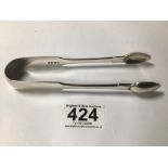 LARGE PAIR VICTORIAN HALLMARKED SILVER SUGAR TONGS, 15CM, 65 GRAMS ELIZABETH EATON