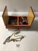 VINTAGE COSTUME JEWELLERY WITH BOX AND MORE