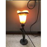 ART DECO STYLE METAL FIGURAL LAMP, 47CM