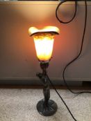 ART DECO STYLE METAL FIGURAL LAMP, 47CM