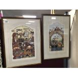 LINDA JANE SMITH SIGNED PRINTS, THE BACKROOM 376/600 AND CANAL CAPERS 56/750, 68 X 55CM